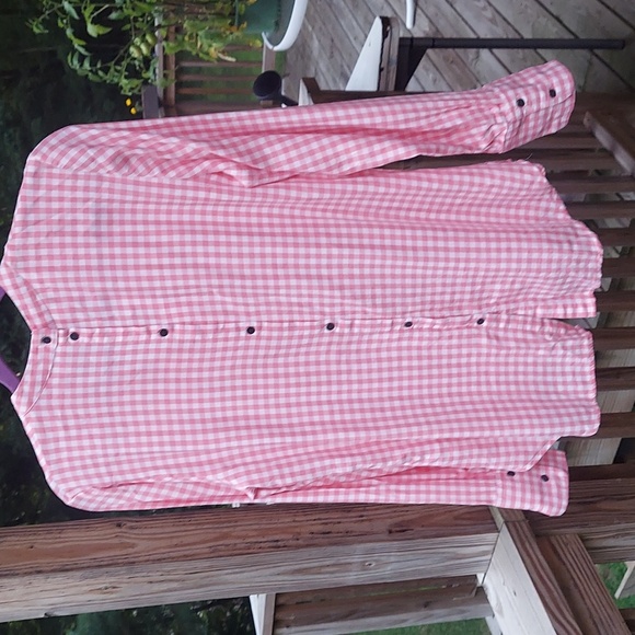 Maurices Checker Keyhole Front Button Down Back Long Sleeve Blouse Top Sz M - Picture 9 of 9